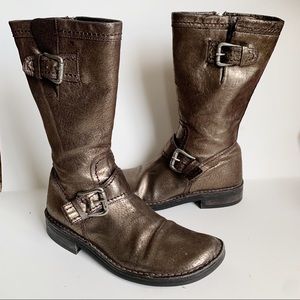 Donald J Pliner Amy Boot Metallic Leather Bronze Gold Size 7.5 Narrow